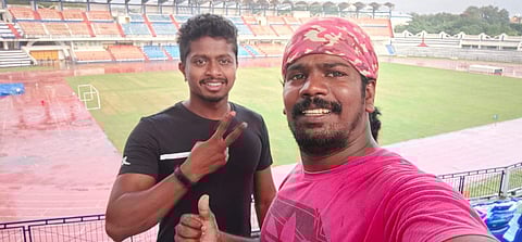 Jyothi Raj along with his trainer Praveen
