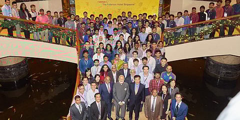 PM Modi with the team at last year's event (Pic: MHRD)