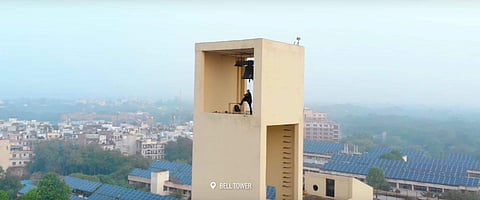 A screengrab that shows the Bell Tower on campus