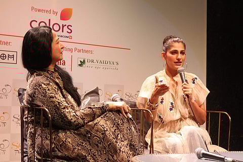 Actor Kubbra Sait in conversation with Author Kiran Manral at the Women Writers Festival 2019 (Pic: She The People Tv)