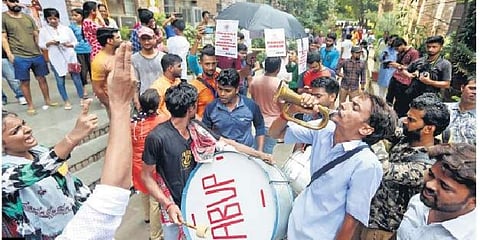 ABVP members during the campaign period (Pic: Express)