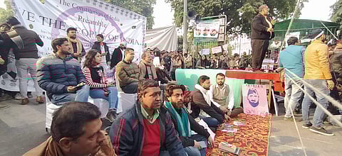 The students and alumni at the hunger strike (Pic: JCC)