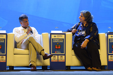 Manish Tewari in conversation with Kaveree Bamzai | (Pic: Express)