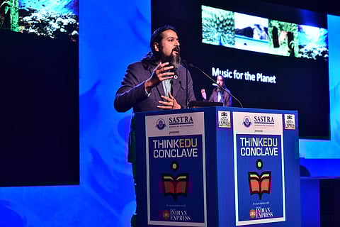 Ricky Kej speaking at the ThinkEdu Conclave| Pic: Jawahar P