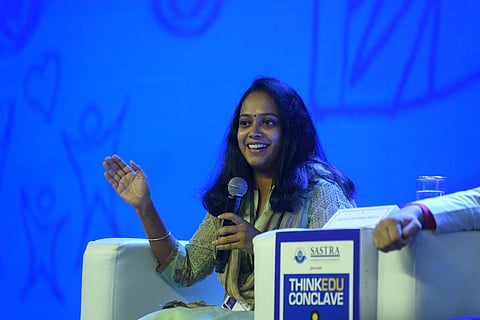 Anuja Chandramouli speaking at the ThinkEdu Conclave| Pic: Satish Babu