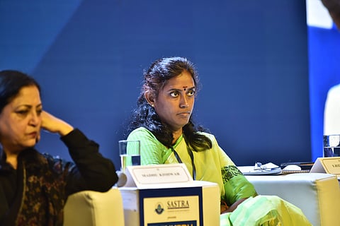 Jothimani spoke on a panel with Madhu Kishwer and MG Devasahayam, former IAS officer