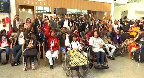 Divyang kids wait to board the flight (Pic: Kalinga TV)