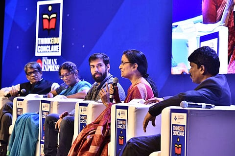 Speakers discuss on `Education Innovations : Making Government Institutions Work'| Pic: Express / P Jawahar