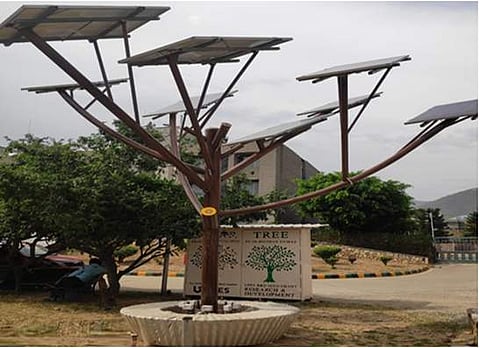 The tree is a standalone system that stores the energy in the monocrystalline cell (Pic: UPES)