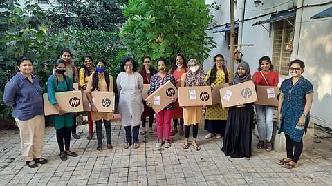 Students were provided with laptops by Dream School Foundation