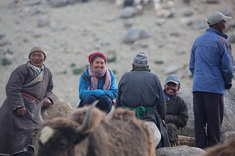 Minglak with nomadic community in Changthnag (Pic: Lena)