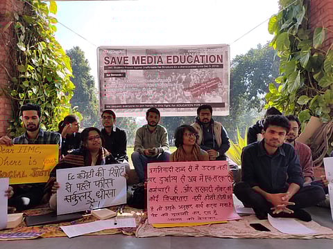 The protest began at 10.30 am on Tuesday