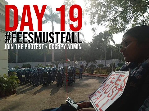 Even as cops take over campus, Pondy varsity students sit on 19th day of protest