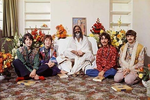 The Beatles traveled to Rishikesh, India in February 1968 to take part in a meditation course at the Maharishi's retreat, along with  Donovan, Mia Farrow and Mike Love (Pic: Henry Grossman)