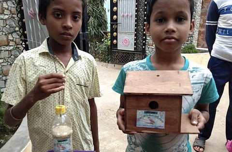 Children with a nest and a bird feeder | (PIc: OPSA)