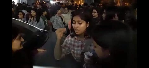 Pallavi during the protest (pic: Screengrab)