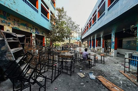 Scene from a violence hit Delhi school|Pic: Google