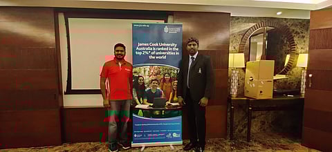 Suman Subbaiyan with an alumni of James Cook University in Chennai| Pic: Edexlive