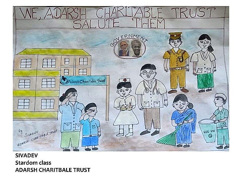 An artwork by one of the differently abled children at Adarsh Charitable Trust