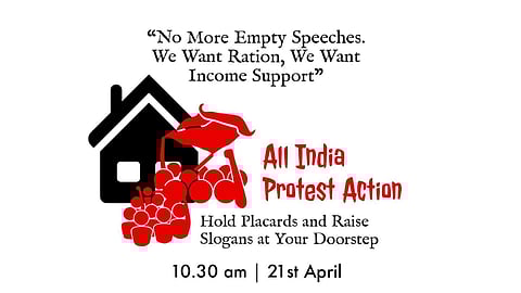 The call for protest asked people to hold placards and posters and stand for 10 minutes on the balcony or the terrace (Pic: SFI)