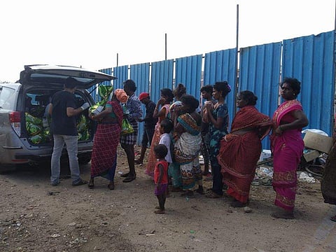 Azhar's team during distribution