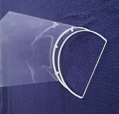 Face shields he designed | (Pic: Professor Panchagunula Jayaprakash)