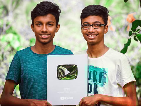 Devang and Devaj with YouTube Silver Play Button Award