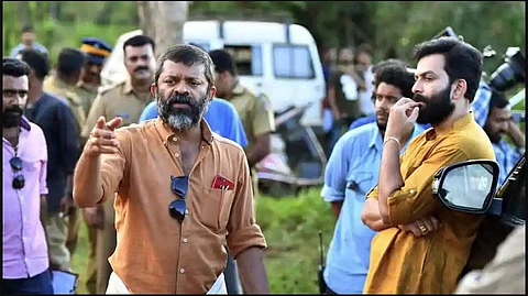 Sachidanandan on the set of Ayyappanum Koshiyum