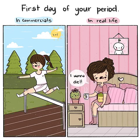 One of Akshara's comics about menstruation (Pics: Akshara Ashok)