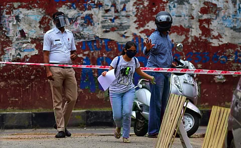 Student rushing to attend CET exam (Pic: Shriram BN)