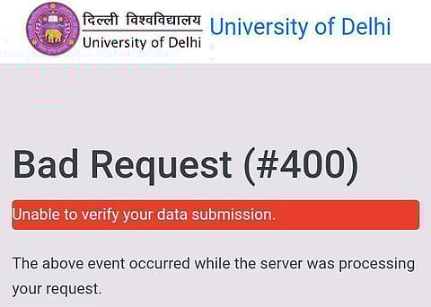 Students faced various problems during their mock test (Pic: DU Website Screenshot)