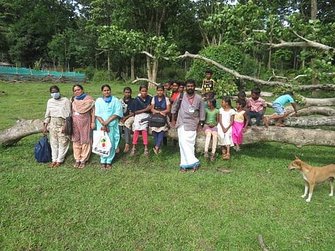 The teachers with the students