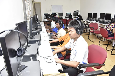 Visually-impaired students trained to use computer at Mitra Jyothi (Pics: Mitra Jyothi)