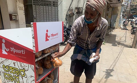Shelves set up by Mishant to store and help the needy