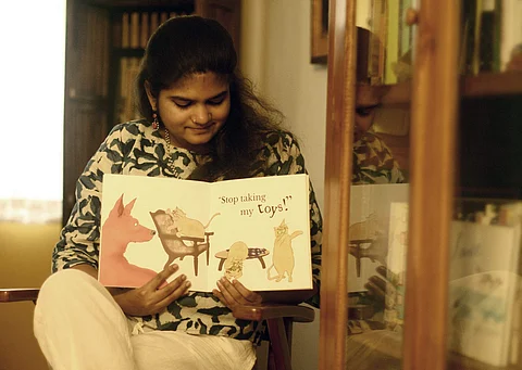Nivedhita Subramaniam with one of her books