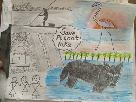 One of the paintings by a student