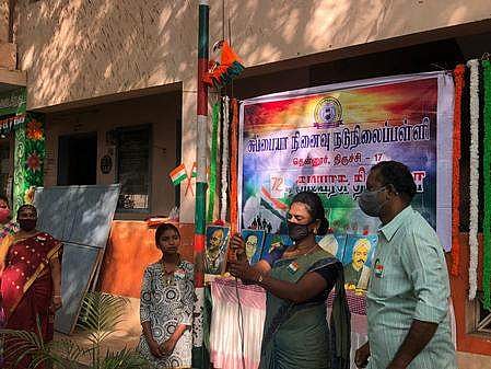 M Sneha hoisting the flag