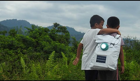 Children with the jugnu backpack | Pic: Charu Monga