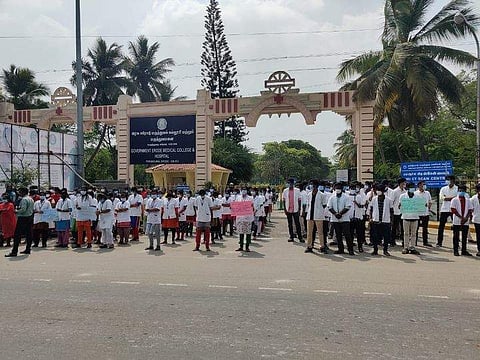 One of the colleges on protest