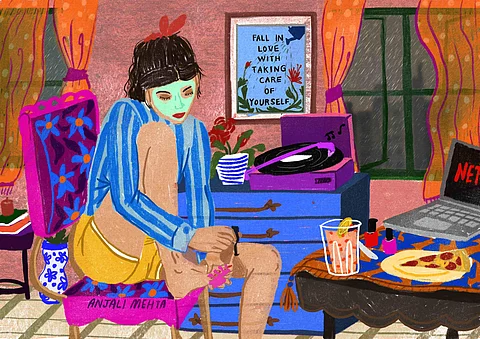 aNJALI'S sketches also talk about self-love, same-sex couples and modern technology (Pic: Anjali Mehta)