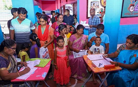 A government school in Tiruchy admitting students on Vijayadasami recently | Pic: Express