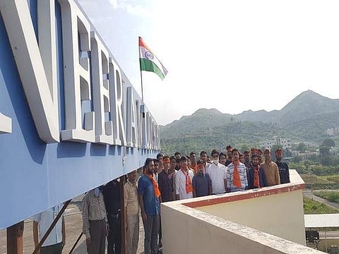 ABVP workers hoisted flag at the school (Picture: ANI)