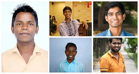 The five children who got into SRM. Clockwise from left, Chirag, Imtiyaz, Manish, Sanjay and Mannu | Pic: Sourced