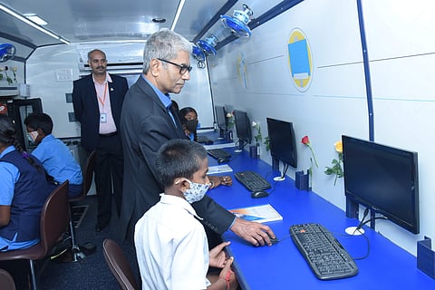 Dr P Shayama Raju, Chancellor of REVA University launched the mobile lab (Pictures: REVA University)