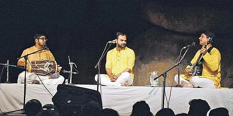 File photo of Himanshu Bajpai (centre) | Pic: TNIE