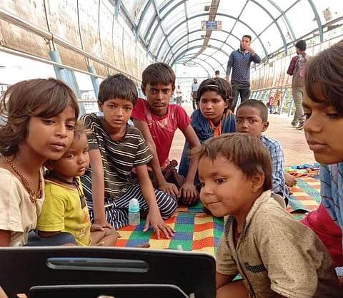 Students during a class at one of  Junoon Foundation's centres