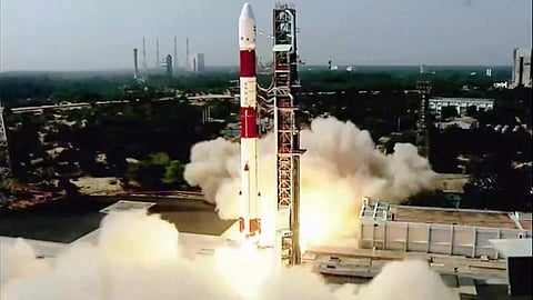 ISRO's PSLV-C51 carrying Amazonia-1 and 18 other satellites lifts off from Satish Dhawan Space Centre in Sriharikota | Pic: ANI