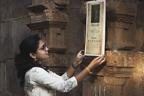 Prathiusha Saravanan with the 2021 calendar | Pic: Saayal