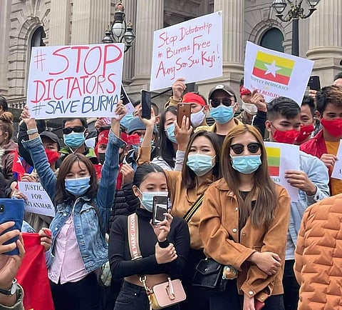 Burmese youth living in Melbourne protest against the coup | Pic: Facebook
