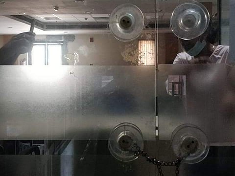 Aishe locked inside (Pic: JNUSU)